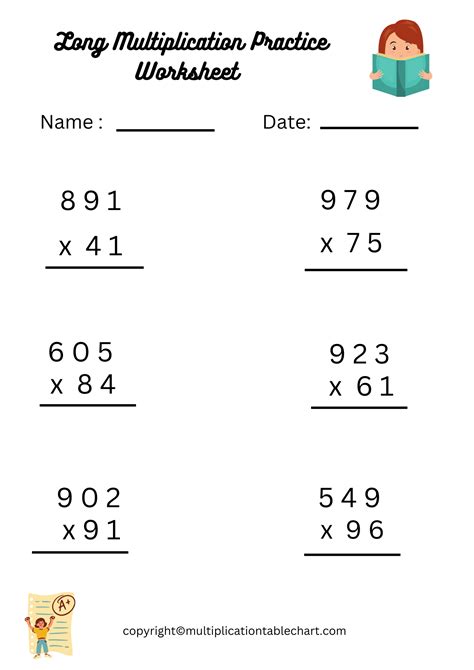 long multiplication worksheets